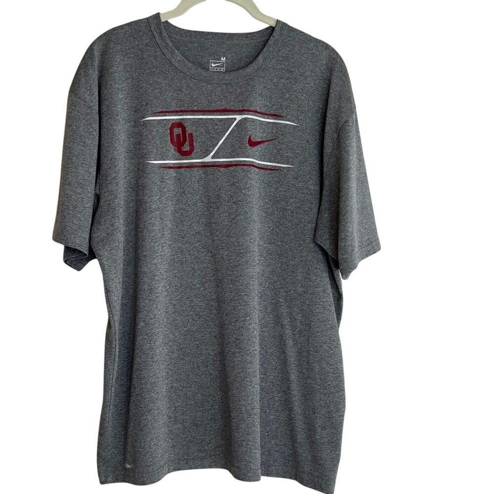 Nike Mens Tee Size Medium Gray Crimson OU The University of Oklahoma Sooners